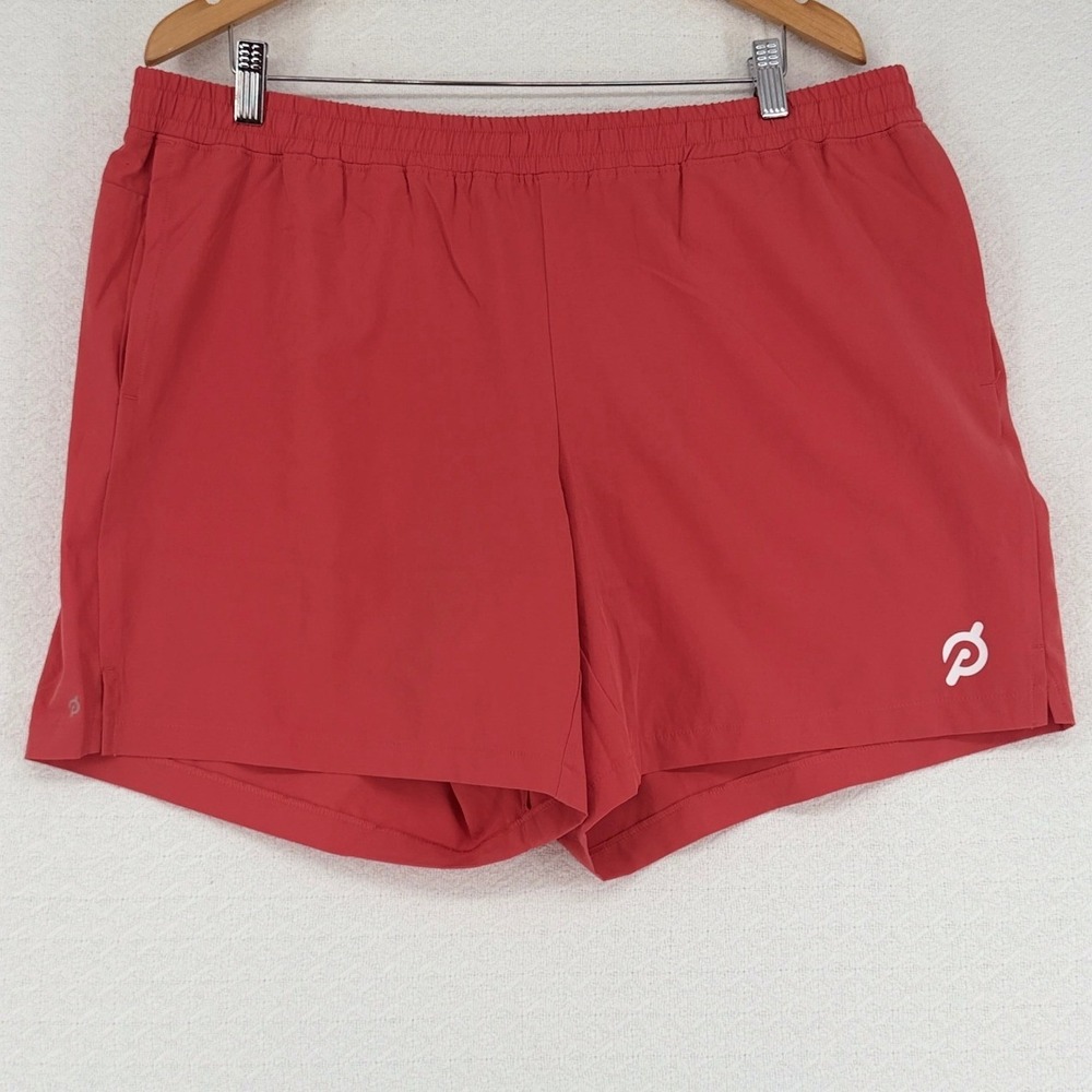 Peloton Mens Athletic Workout Shorts Red Elastic Waist Pockets Size XXL